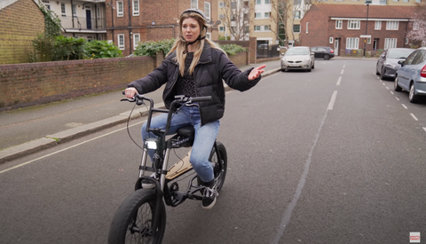 Eilis reviewing the NewGen 345 electric bike