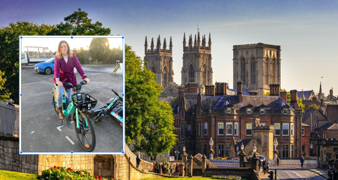 Katie reviewing the Tier ebikes in York